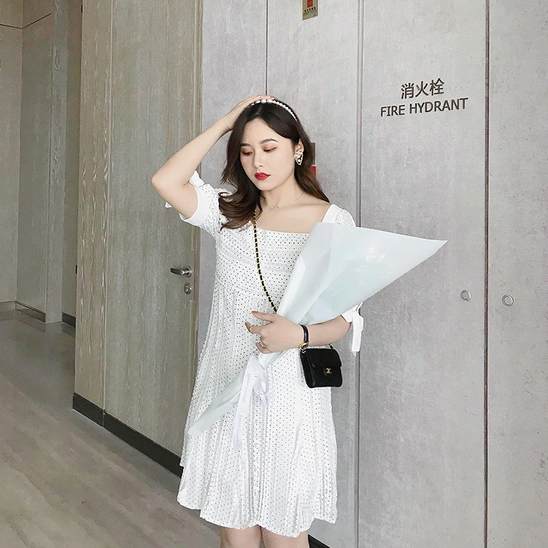 大码女装气质显瘦胖mm2023夏装洋气小白裙连衣裙63013