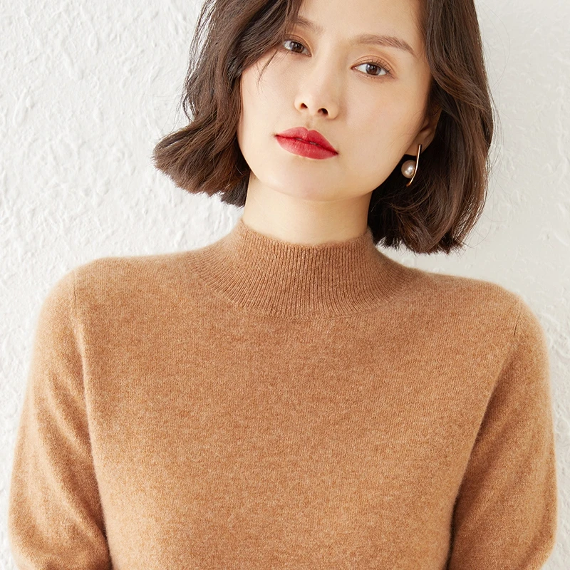 半高领女宽松大码毛衣秋冬长袖针织打底衫