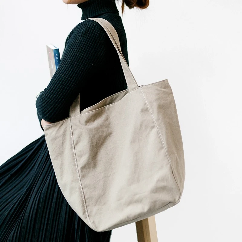 SoBag日系大容量拉链帆布包包女韩版单肩简约ulzzang女复古托特包