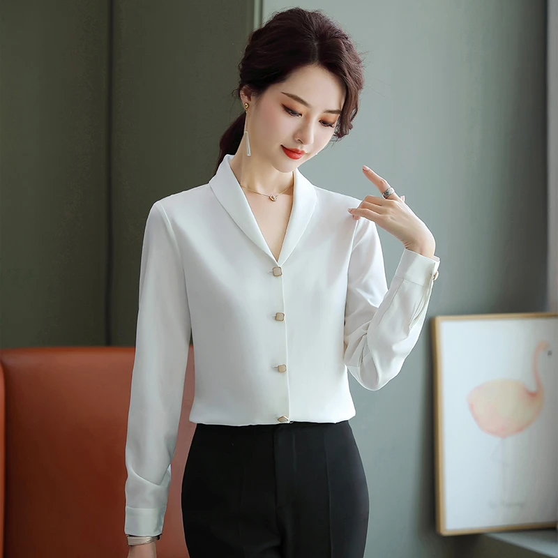 修身衬衫女2025新款商务休闲职业工装衬衣上班工作服打底衫上衣潮