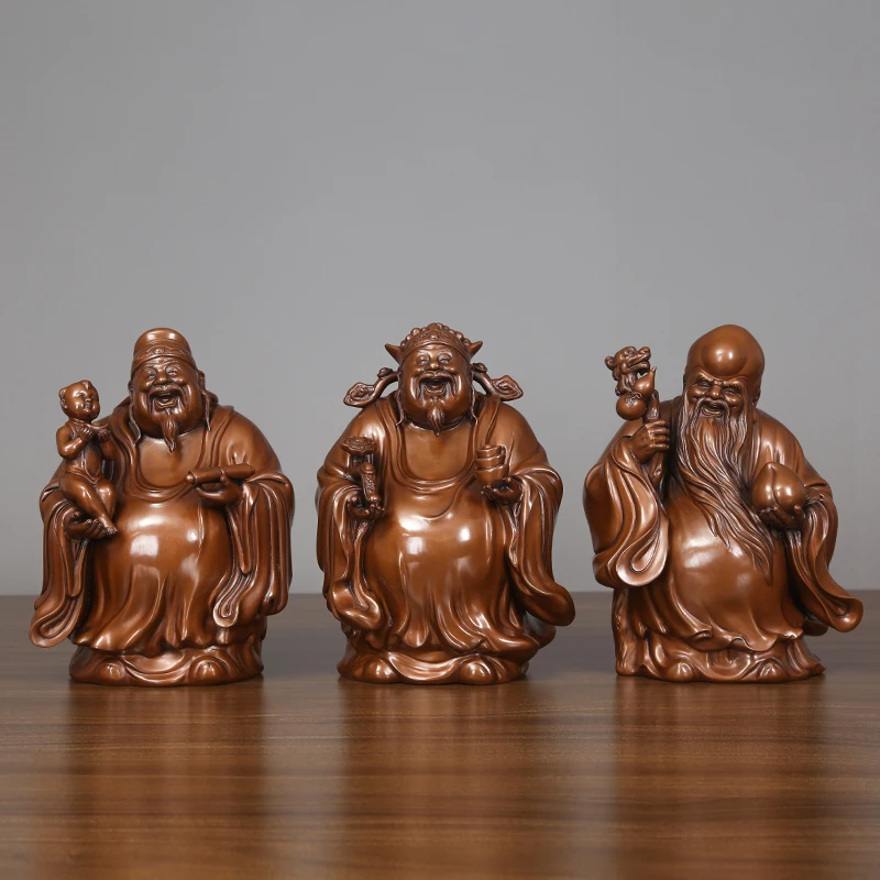 铜天下全铜摆件 紫铜《福禄寿三星》铜工艺品 客厅摆件 礼品
