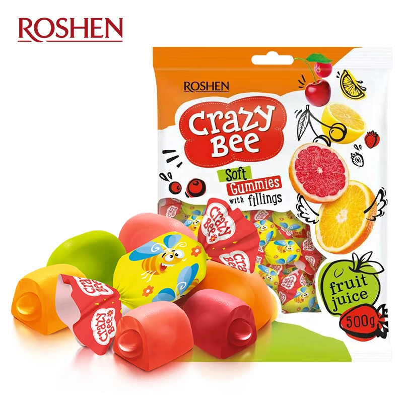 ROSHEN/如胜水果味爆浆疯狂小蜜蜂软糖500g