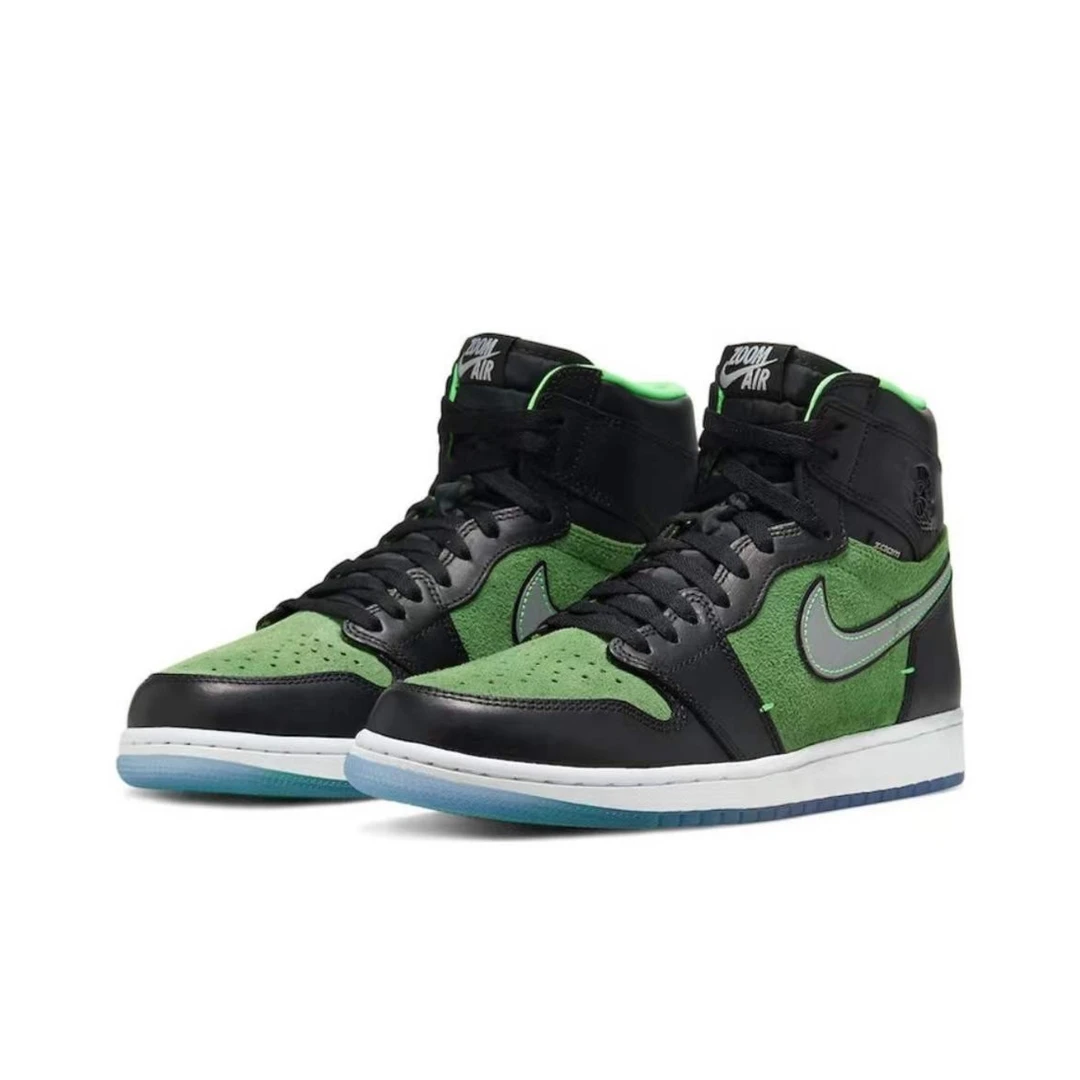 Air Jordan1 Zoom AJ1黑绿男女同款复古高帮休闲运动鞋CK6637-002