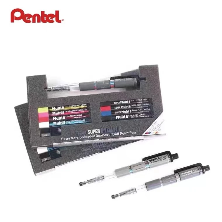 日本pentel派通Multi+8八色铅笔套装设计家绘图8合1彩色多功能笔