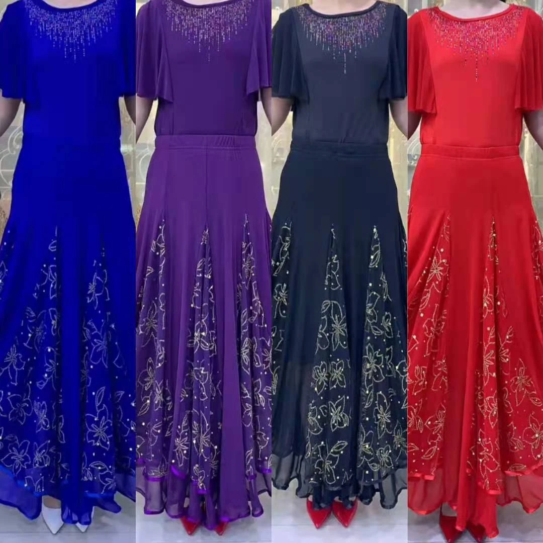 98611春季女士半身裙飘逸妈妈裙知性减龄舞蹈裙（没有口袋）时尚