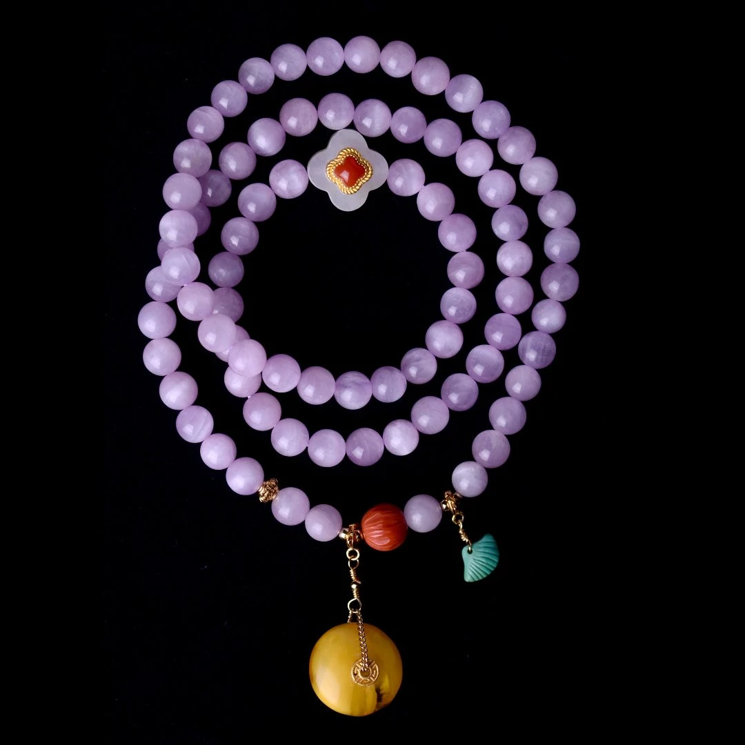 TQ0052 天然紫锂辉多圈手链6mm