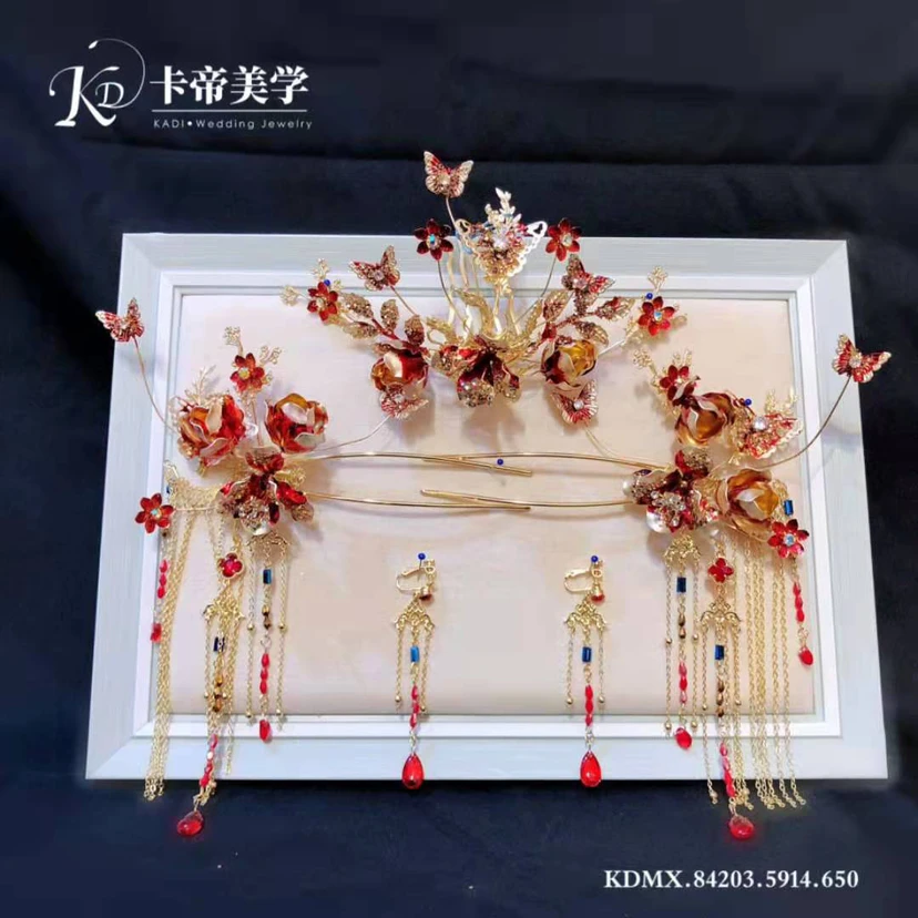 卡帝美学红色秀禾头饰5914