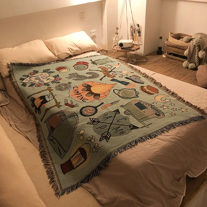 露营盖毯子办公室沙发毯针织线毯休闲毯毛毯飞机毯北欧风装饰沙发