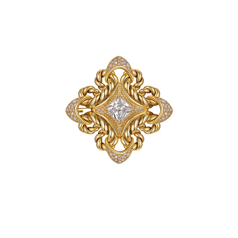 铜合金合成锆石胸针 shes凡尔赛之梦复古法式宫廷风微镶胸针