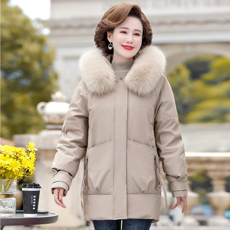 2024新款中年女装40岁50冬装宽松羽绒服厚保暖洋气妈妈时尚外套