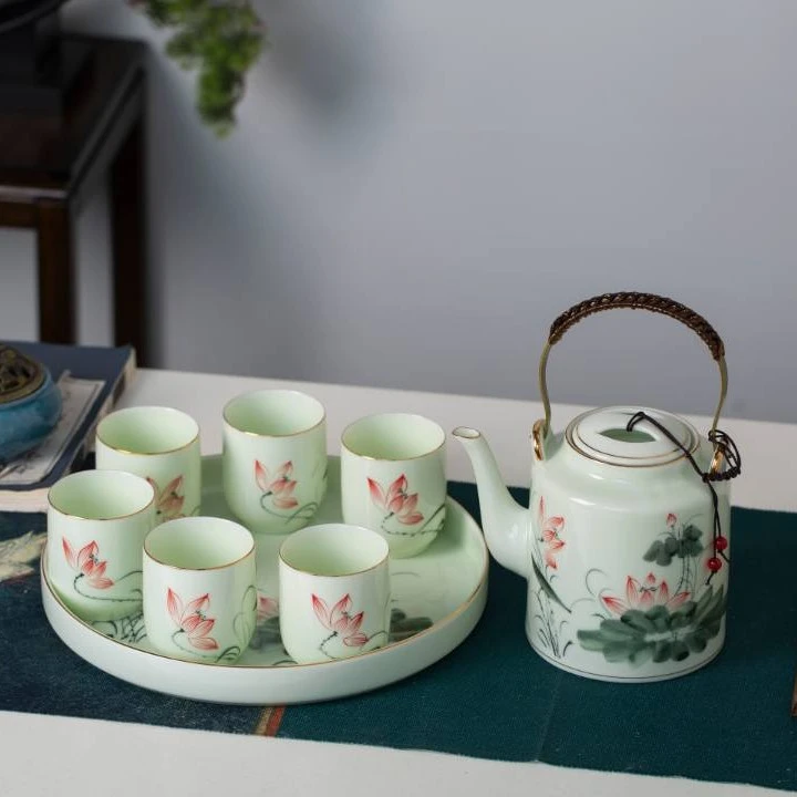 碧牛坊陶瓷礼品茶具套装家用客厅用泡茶手绘茶壶功夫茶杯高档中式