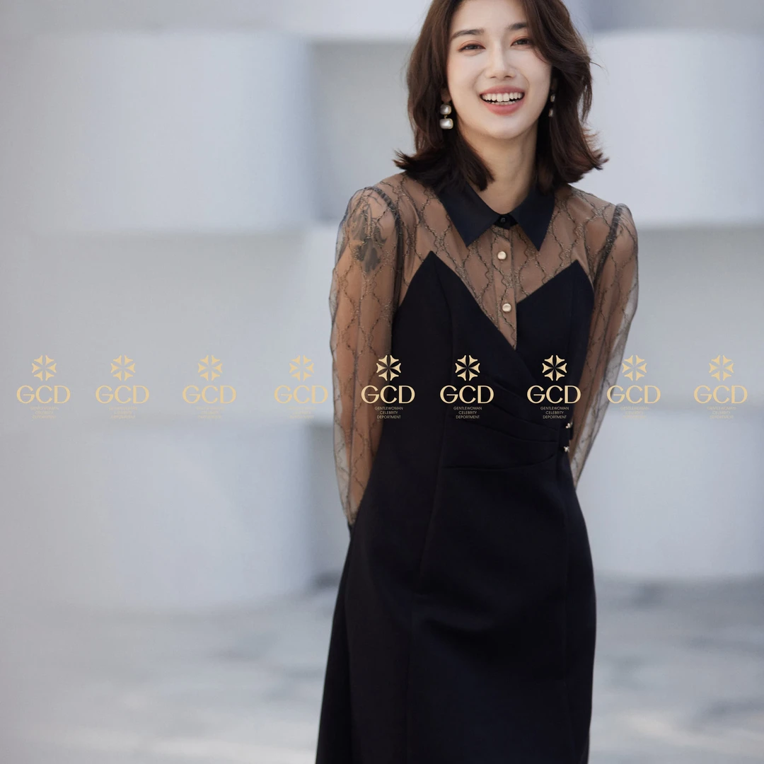 【红姐严选】新款连衣裙修身轻奢显瘦蕾丝气质黑色裙子-22AL8125