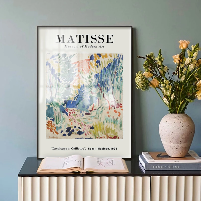 亨利马蒂斯装饰画北欧风现代艺术抽象挂画卧室餐厅小众壁画铝合金