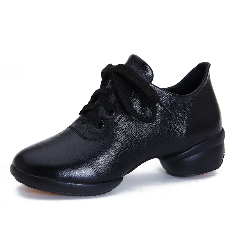 红舞恋真皮舞蹈鞋女新款跳舞鞋软底成人广场舞鞋牛皮白色秋冬19