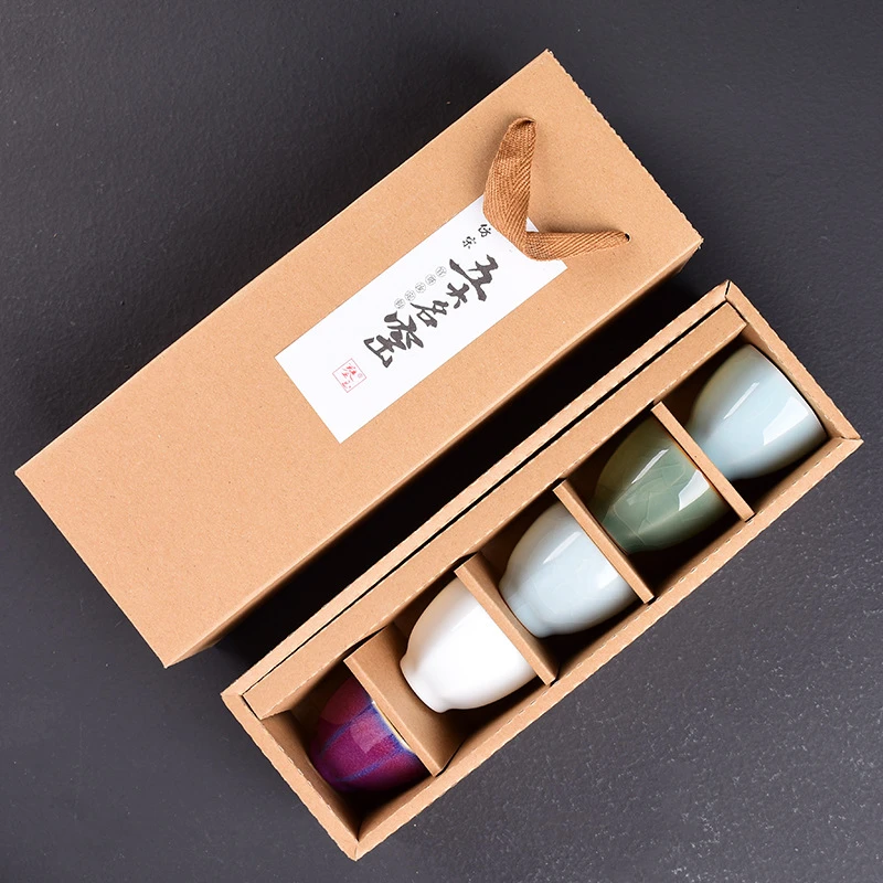 嘉萌泉德五大名窑陶瓷功夫小茶杯家用茶碗品茗杯茶具葵口主人茶盏