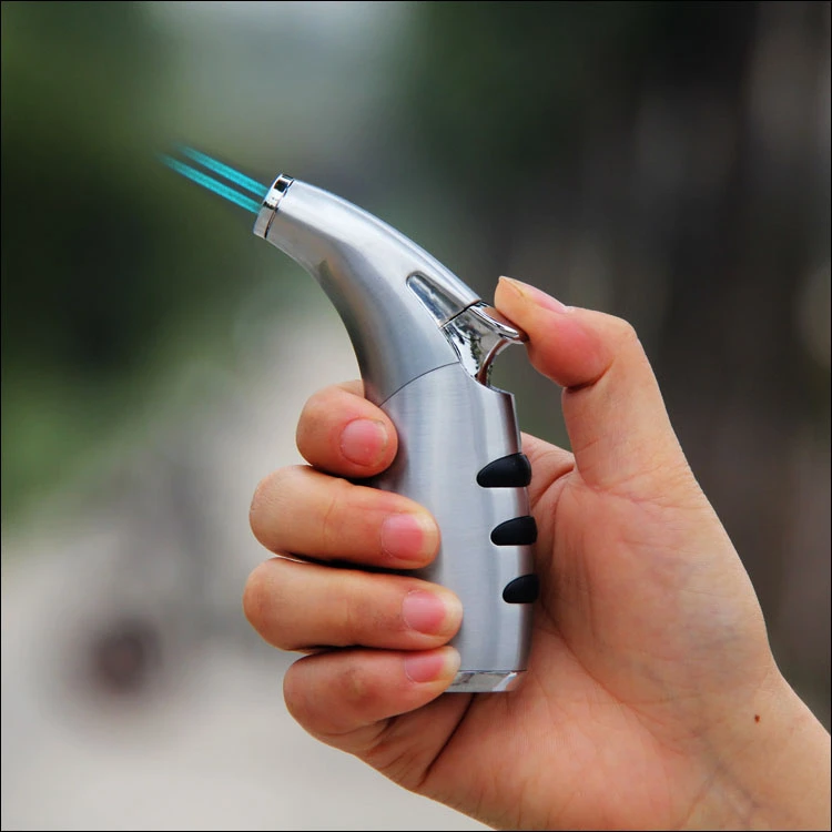 创意双直冲打火机气体喷枪双火苗防风高温小焊枪焊接工具家用喷枪