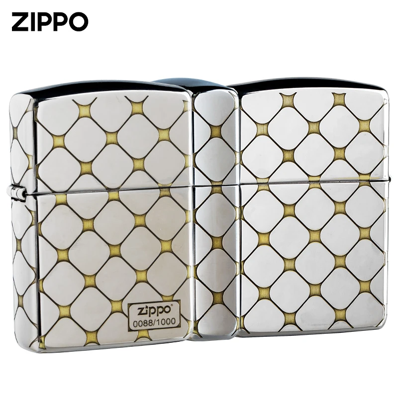 zippo打火机正品官方男士送礼盔甲时尚格子之宝防风煤油打火机