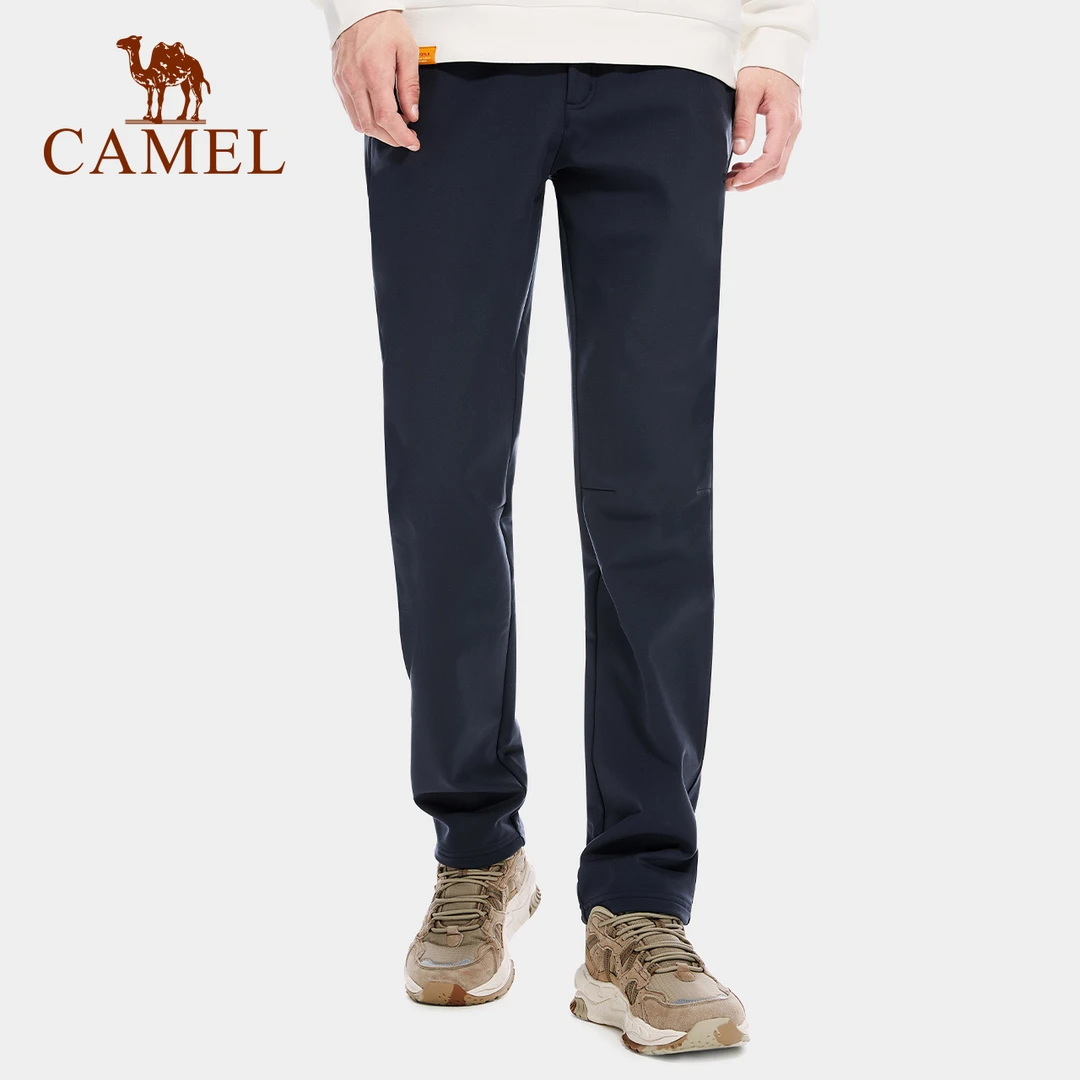 骆驼软壳裤保暖加绒长裤登山裤男女款运动休闲防风弹力休闲裤运动