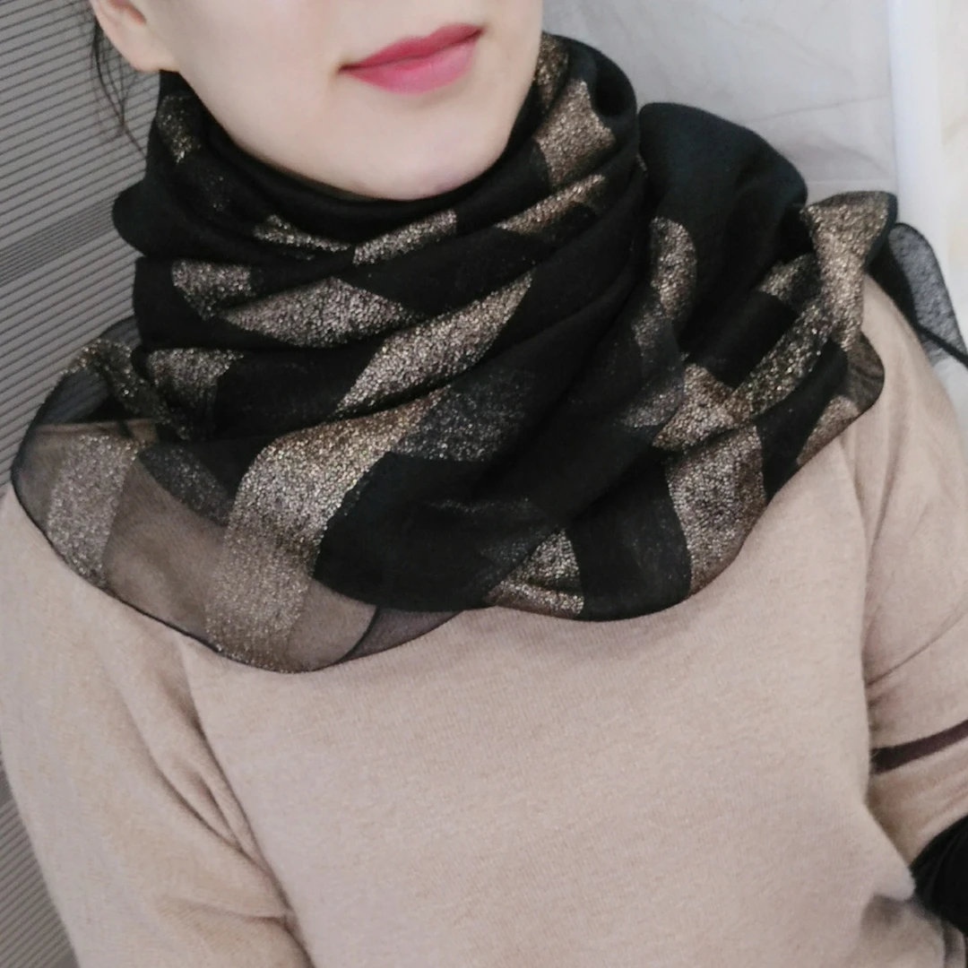 高贵黑金色毛丝柔软长巾(长190cm宽70cm)