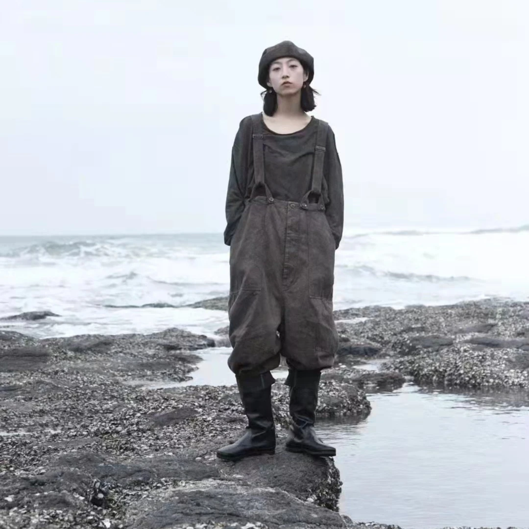 左岸迷香 果儿坊 【背带裤】时尚 百搭 复古 宽松 背带裤3055