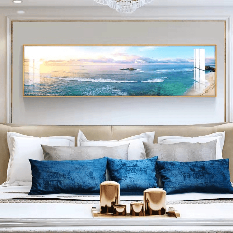 床头画【海岸风情】晶瓷镶钻+铝合金边框 风景艺术单幅设计装饰画