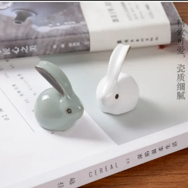 成艺 青瓷哥窑小吉兔 茶玩开片可养