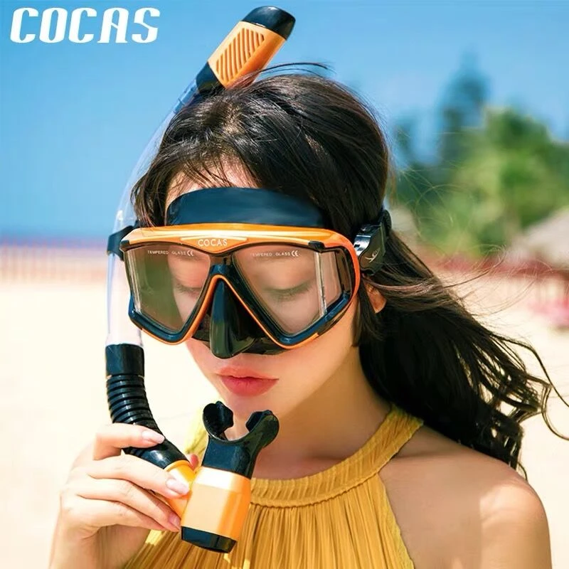 潜水镜浮潜三宝套装全干式呼吸管近视成人眼镜潜水面罩游泳装备