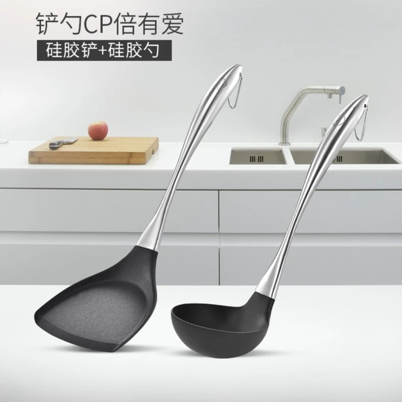 家用硅胶铲炒菜铲子不粘锅专用食品级锅铲耐高温炒勺防烫厨具汤勺