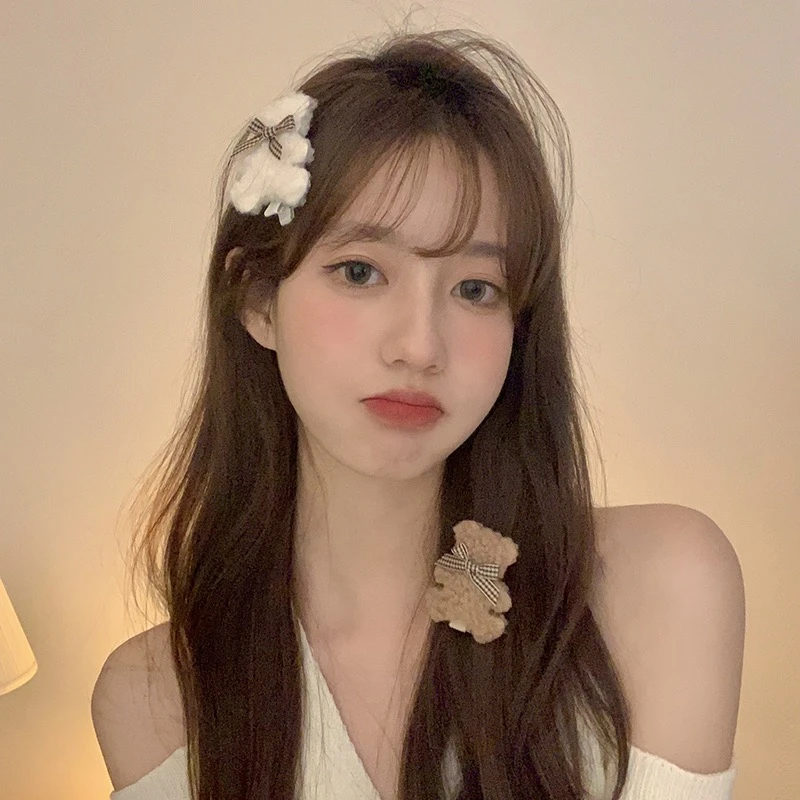 软糯小熊发夹侧边刘海碎发可爱少女甜美温柔边夹发饰主播