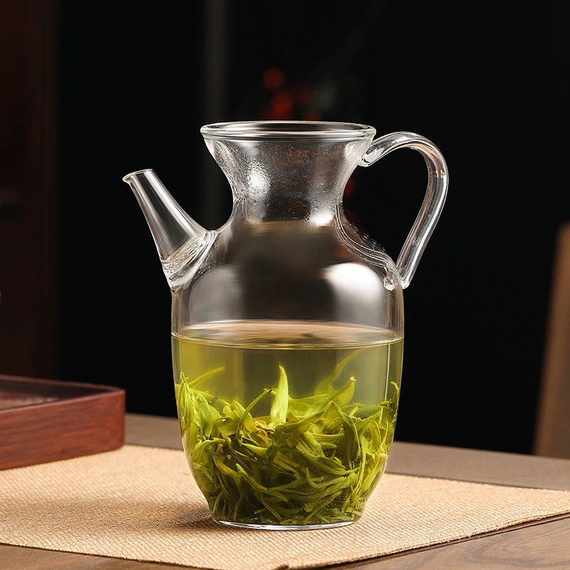 仿宋玻璃壶型公道杯绿茶花茶壶日式创意泡茶壶过滤分茶器透明茶具