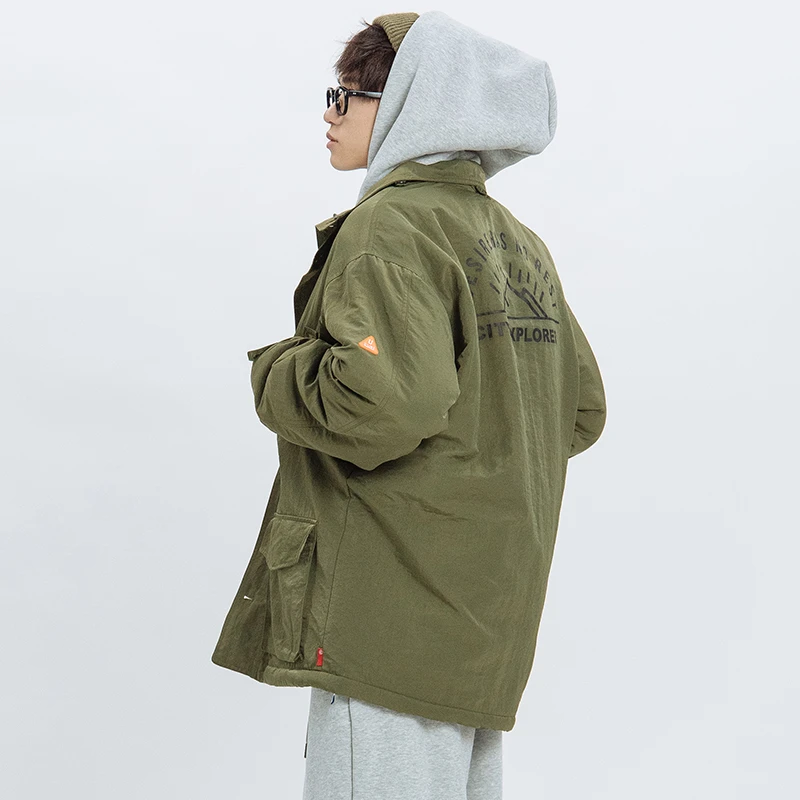 ULINE 绒毛里加厚印花日系工装外套男宽松休闲夹克 U21D062JA百搭