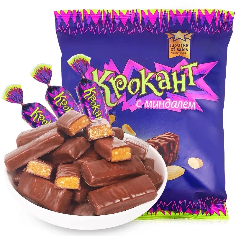 【甜妹专属】俄罗斯进口KDV牌巧克力味夹心糖醇香酥脆紫皮糖/袋500g