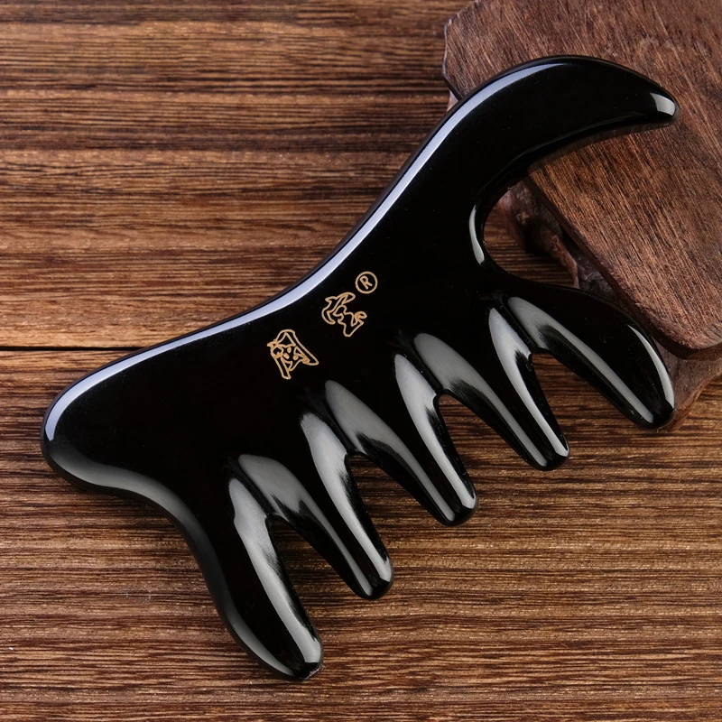 牛角梳子正品天然水牛按摩梳子女脱头疗头部经络防木梳发头皮宽齿