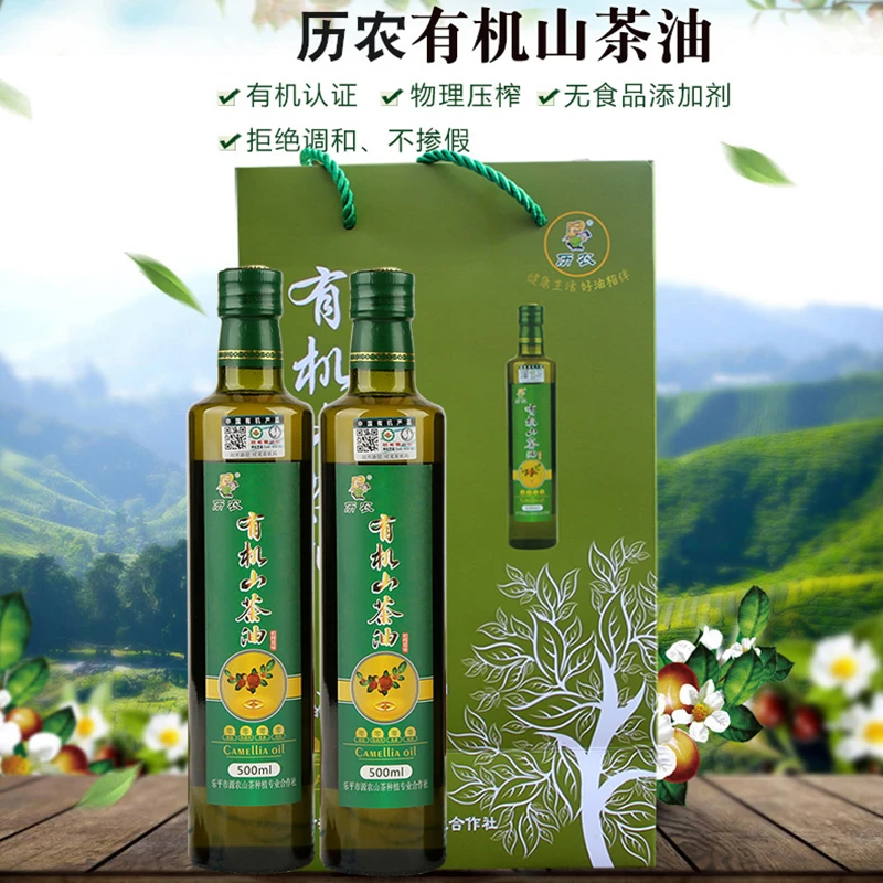 历农有机红花山茶油500ml*1瓶 物理冷榨一级茶籽油纯正茶油食用油