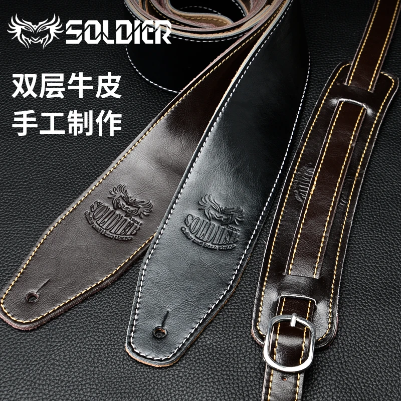 soldier士兵吉他背带真皮民谣贝斯电吉他背带木吉他背带肩带通用