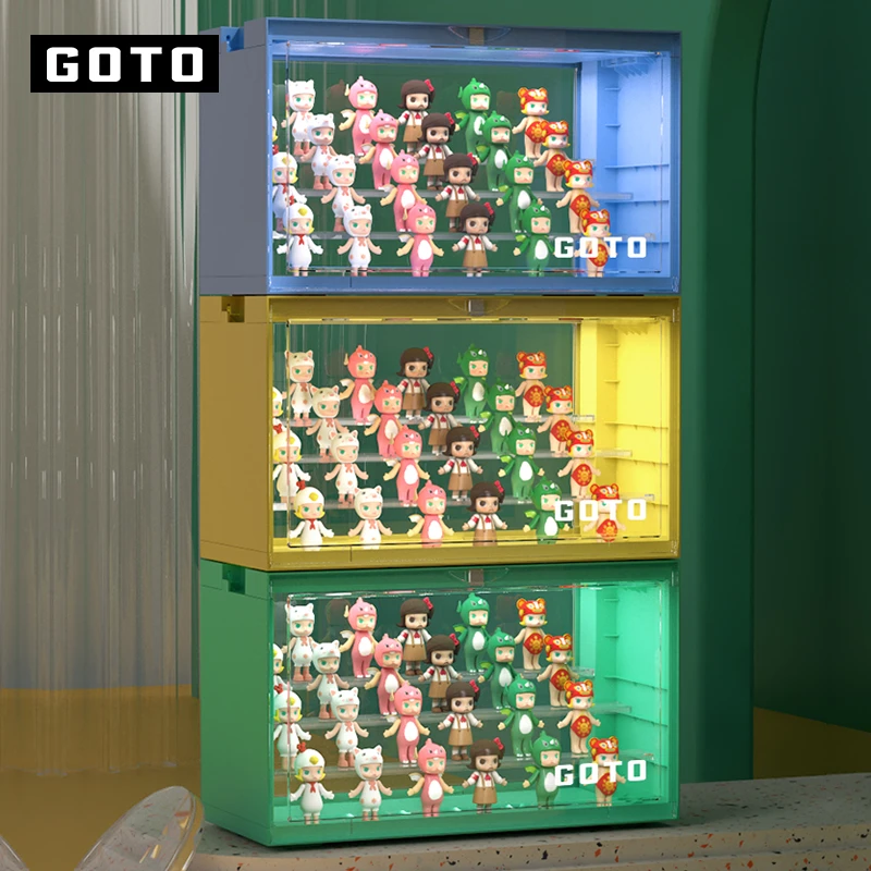GOTO<直播专属>泡泡玛特防尘柜收纳盒亚克力摆柜置物潮玩手办盒