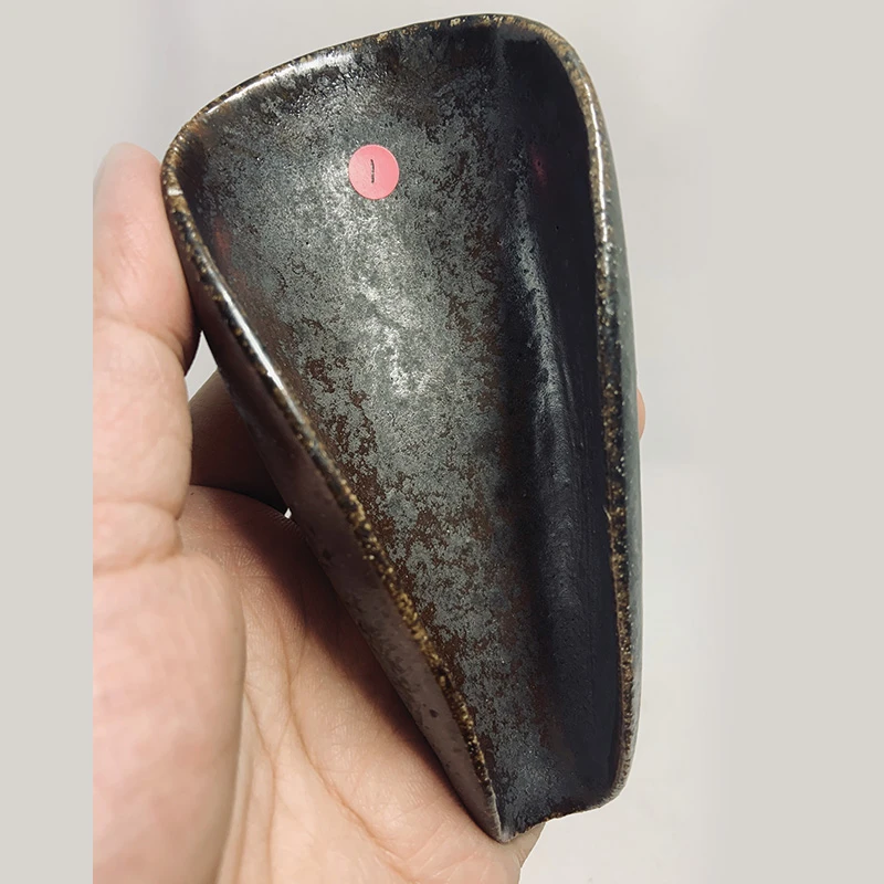 惊【孤品】艺术家栾波柴燒手作茶則-墨器 手工制作陶瓷茶具 5202