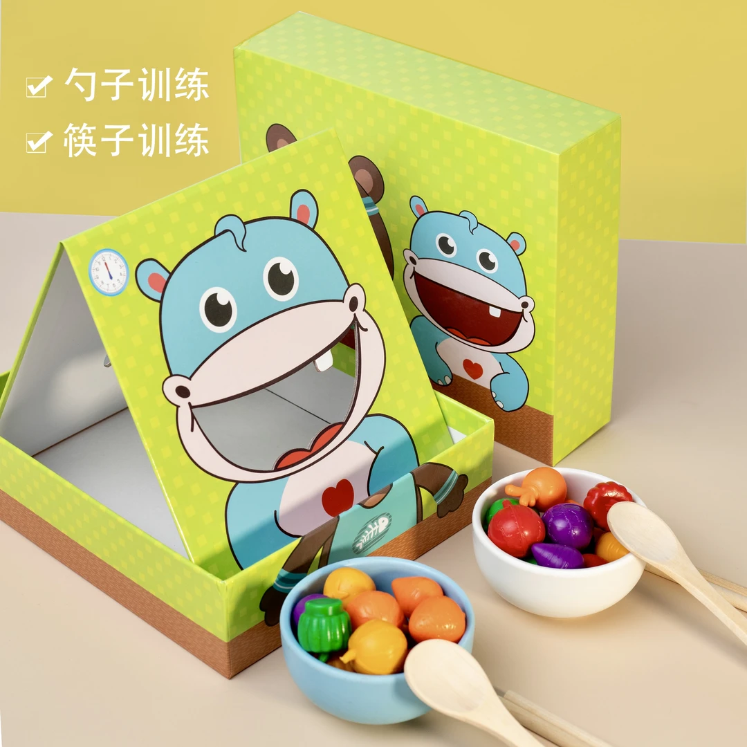 儿童益智喂食动作玩具幼儿园夹珠子蒙氏早教具专注力手眼协调训练