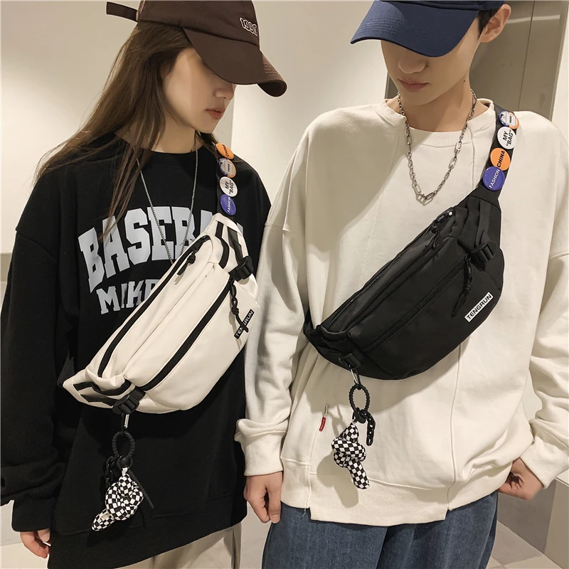ins超火情侣腰包潮流欧美风创意单肩包胸包斜挎包多功能男女包