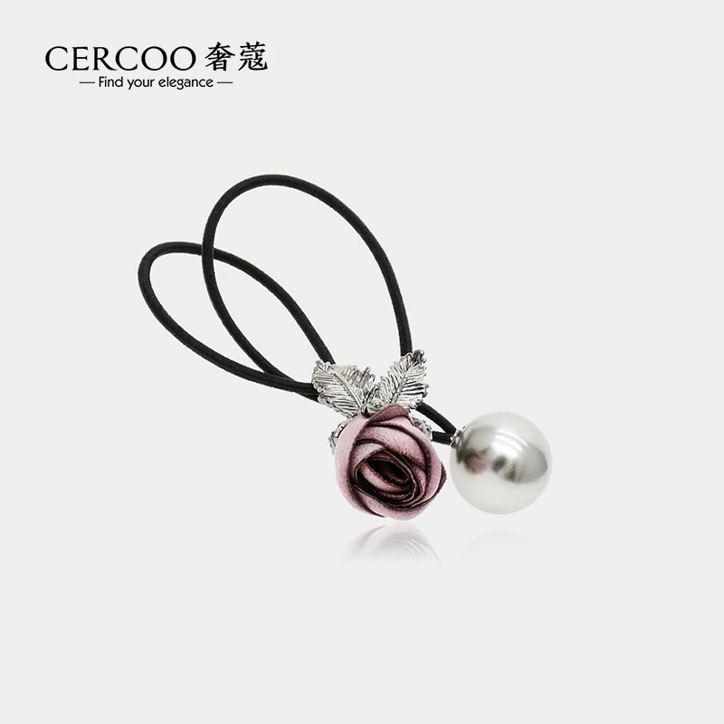 Cercoo/奢蔻珍珠发绳玫瑰韩国皮筋扎头绑发头绳