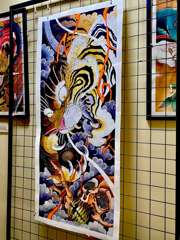 装饰画原创手稿纹身手绘自画,画稿印刷 老虎(130*55cm)