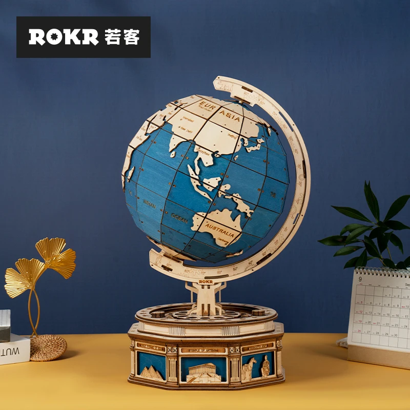若客地球仪模型木制diy创意摆件手工礼物生日亲子组装高级礼品