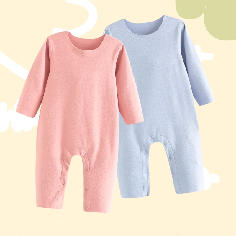 无痕新生婴幼儿衣服加绒爬爬服男女宝宝满月连体衣保暖内衣秋冬季