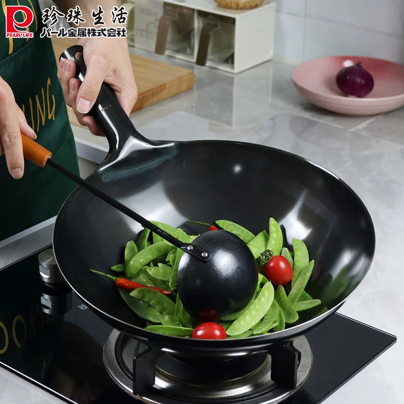 （清仓）珍珠生活轻便铁锅日本原装进口炒锅无涂层不易粘家用炒菜锅