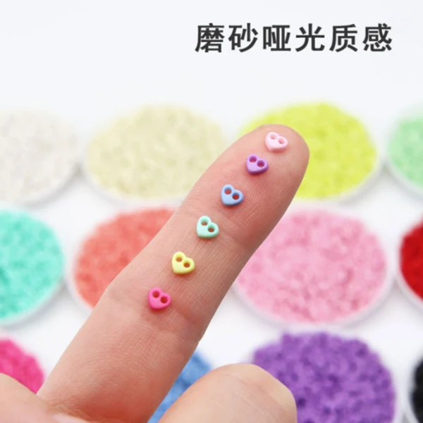 4mm磨砂树脂爱心扣bjd娃衣扣子纽扣超小迷你扣子12色一包48颗