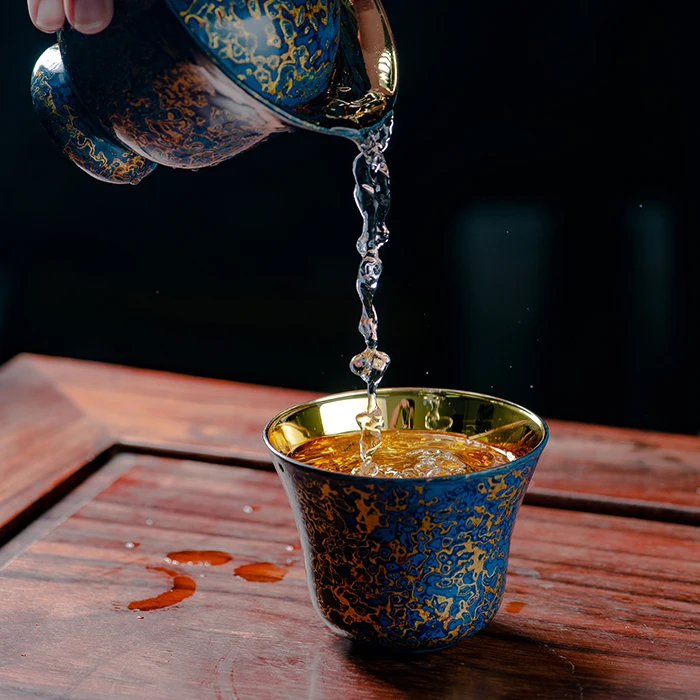 匠心严选 犀皮大漆星月金杯