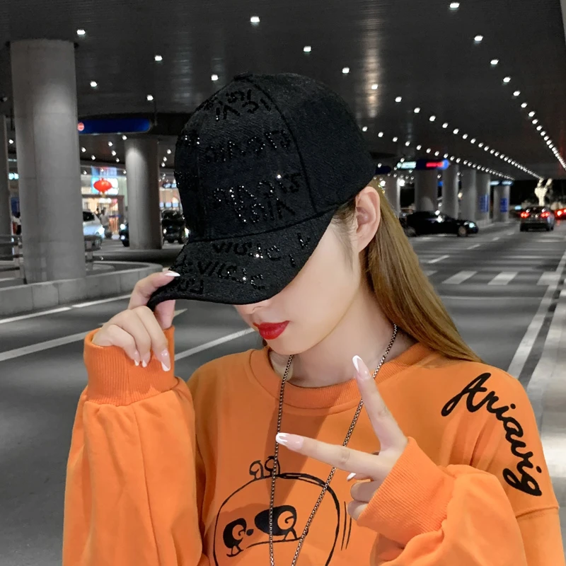 帽子女春秋韩版潮百搭鸭舌帽钻2025新款遮阳时尚ins网红款棒球帽