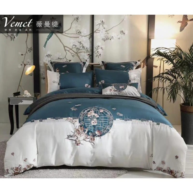 【缔缦世家】100支新中式床上四件套全棉刺绣绣花床上用品国风国潮
