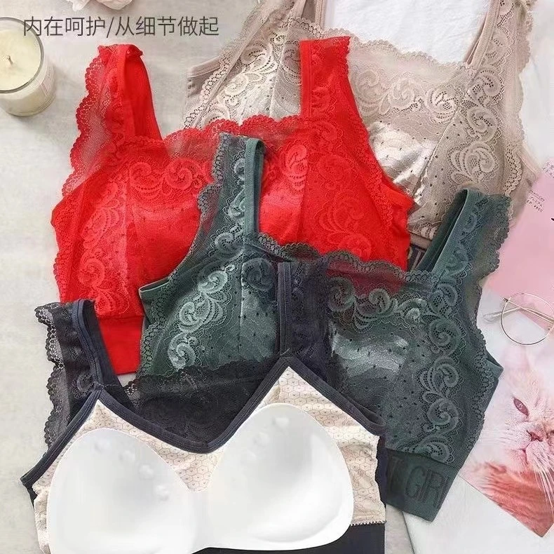 木木推荐百搭显瘦防走光蕾丝小背心无钢圈美背女士舒适时尚