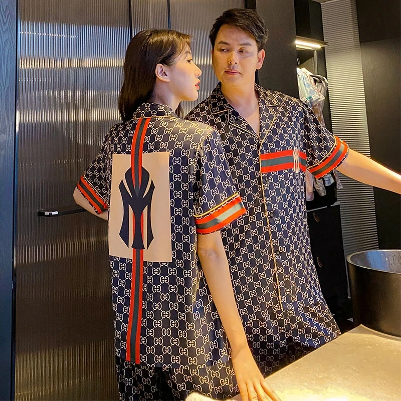 情侣款睡衣夏季网红短袖时尚休闲家居服套装